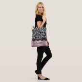 Extravaganter Leopard und Spitzen mit rosa Blüte Tasche (Am Model)