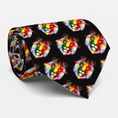 Extravaganter Löwe von Judah Armani Satinmuster Krawatte (Gerollt)