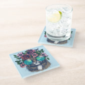 Extravaganter Maine-Waschbär Glasuntersetzer (Schrägansicht)