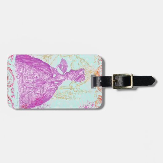 Extravaganter Marie Antoinette Gepäckanhänger (Vorderseite horizontal)