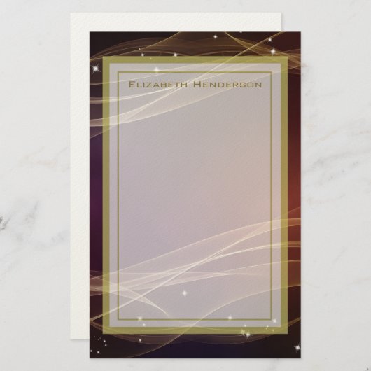 Extravaganter Maroon-Hintergrund mit Wispy-Gold-Ak Briefpapier (Vorne/Hinten)