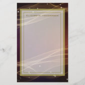 Extravaganter Maroon-Hintergrund mit Wispy-Gold-Ak Briefpapier (Vorderseite)