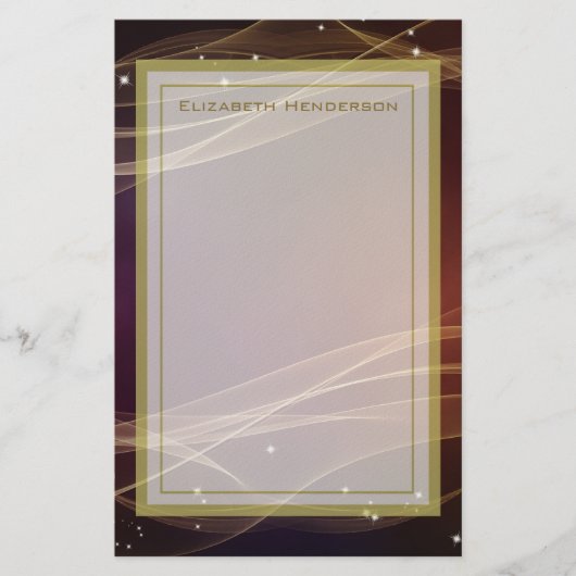 Extravaganter Maroon-Hintergrund mit Wispy-Gold-Ak Briefpapier (Vorderseite)