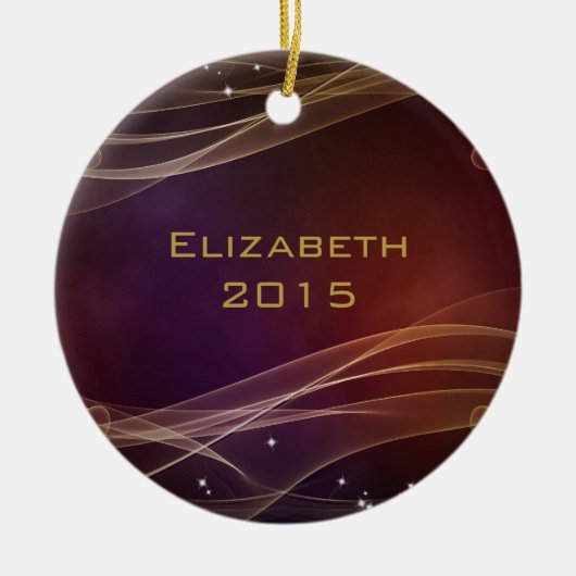 Extravaganter Maroon-Hintergrund mit Wispy-Gold-Ak Keramikornament (Vorne)