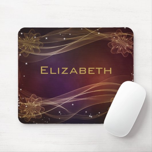 Extravaganter Maroon-Hintergrund mit Wispy-Gold-Ak Mousepad (Mit Mouse)