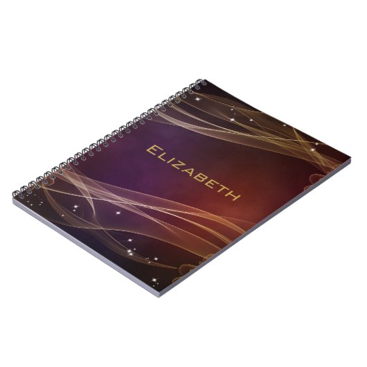 Extravaganter Maroon-Hintergrund mit Wispy-Gold-Ak Notizblock (Linke Seite)