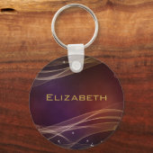 Extravaganter Maroon-Hintergrund mit Wispy-Gold-Ak Schlüsselanhänger (Vorderseite)