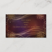 Extravaganter Maroon-Hintergrund mit Wispy-Gold-Ak Visitenkarte (Rückseite)