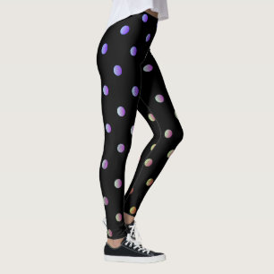 Extravaganter Mauve Beige und schwarzer Retro-Polk Leggings