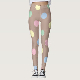 Extravaganter mehrfarbiger und brauner Retro-Polka Leggings
