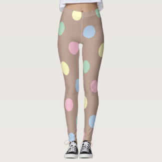 Extravaganter mehrfarbiger und brauner Retro-Polka Leggings