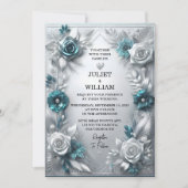 Extravaganter Metallglam Shiny High End Silver Wed Einladung (Vorderseite)