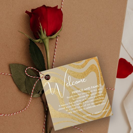 Extravaganter moderner Gold-Hochzeitsgeschenk-Beut Geschenkanhänger