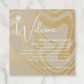 Extravaganter moderner Gold-Hochzeitsgeschenk-Beut Geschenkanhänger (Vorderseite)