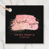 Extravaganter moderner rosa Schwarz und Gold Glitz Geschenkanhänger (Vorderseite)