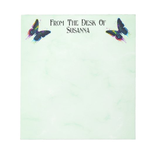 Extravaganter, moderner Script Butterfly Personali Notizblock (Vorderseite)