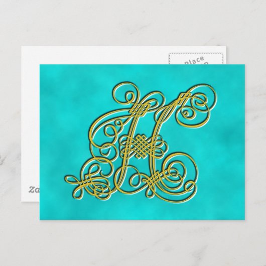 Extravaganter Monogramm Buchstabe H, Farbe anpasse Postkarte (Vorne/Hinten)