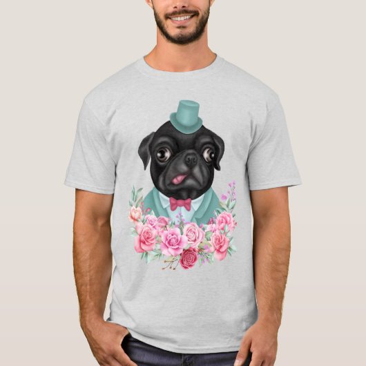 Extravaganter Mops T-Shirt (Vorderseite)
