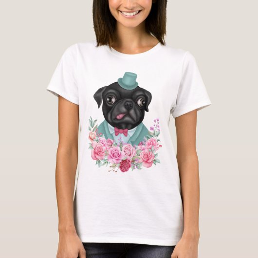 Extravaganter Mops T-Shirt (Vorderseite)