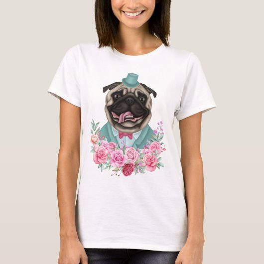 Extravaganter Mops T-Shirt (Vorderseite)