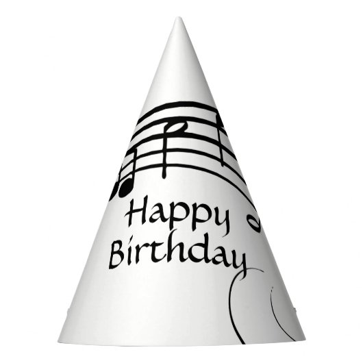 Extravaganter Musiknoten-Geburtstag Partyhütchen (Vorderseite)