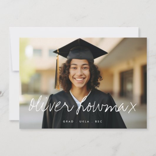 Extravaganter Name Elegant Grad Graduate Zwei Foto Ankündigung (Vorderseite)