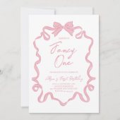 Extravaganter One Bow Coquette Geburtstag Einladung (Vorderseite)