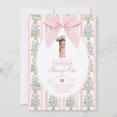 Extravaganter One Pink Bow Foto Liebe Shack 1. Geb Einladung (Vorderseite)