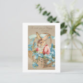 Extravaganter Osterhase in Basket mit Vergessenhei Postkarte (Stehend Vorderseite)