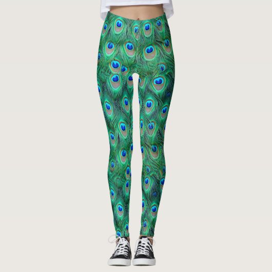 Extravaganter Pfau versieht alle vorbei mit Federn Leggings (Vorderseite)