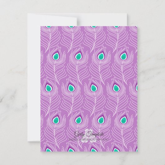 Extravaganter Pfau versieht Einladung (Rückseite)