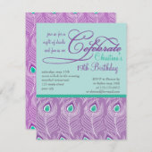 Extravaganter Pfau versieht Einladung (Vorne/Hinten)