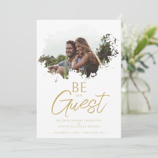 Extravaganter Pinselstrich Grunge Spritzer Dirty S Save The Date (Stehend Vorderseite)