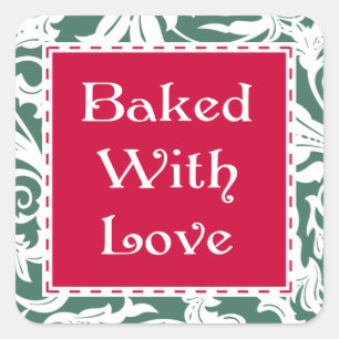 Extravaganter Platz gebacken mit Weihnachtsklebern Quadratischer Aufkleber