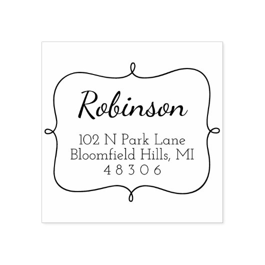 Extravaganter Rahmen | Script-Rücksendeadresse Gummistempel (Prägung)