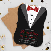 Extravaganter Red Glitzer Tuxedo Bachelor Party Einladung