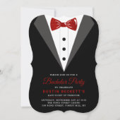 Extravaganter Red Glitzer Tuxedo Bachelor Party Einladung (Vorderseite)