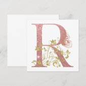 Extravaganter rosa Glitzer Letter R Square Flachka (Vorne/Hinten)