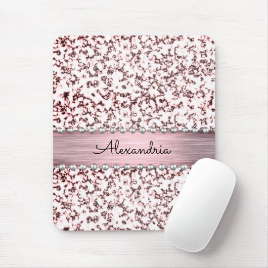 Extravaganter Rosa-Rosa-Rosa-Marmor-Glitzer Person Mousepad (Mit Mouse)