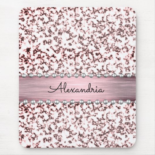 Extravaganter Rosa-Rosa-Rosa-Marmor-Glitzer Person Mousepad (Vorne)