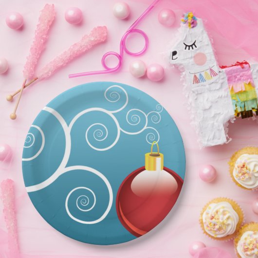 Extravaganter Roter Weihnachtsschmuck Blauer Hinte Pappteller (Party)