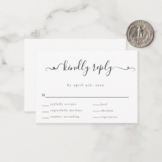 Extravaganter RSVP-Antwortkarte für Minimalistisch Mitteilungskarte (Vorderseite/Rückseite Beispiel)
