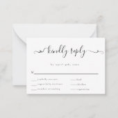 Extravaganter RSVP-Antwortkarte für Minimalistisch Mitteilungskarte (Vorderseite)