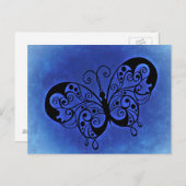 Extravaganter Schmetterling auf blauem Denim-Hinte Postkarte (Vorne/Hinten)