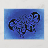 Extravaganter Schmetterling auf blauem Denim-Hinte Postkarte (Vorderseite)