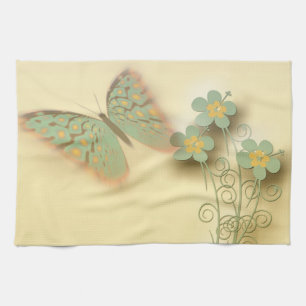 Extravaganter Schmetterling u. Blumen Handtuch