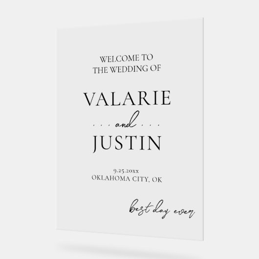 Extravaganter Schriftart Begrüßung Acrylschild (Winkel)