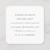 Extravaganter Schriftart Minimalistisch rosa Quadratische Visitenkarte (Rückseite)