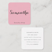 Extravaganter Schriftart Minimalistisch rosa Quadratische Visitenkarte (Vorne/Hinten)