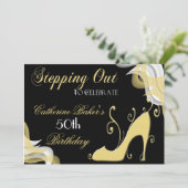 Extravaganter Schuh-50. Geburtstags-Party Einladung (Stehend Vorderseite)
